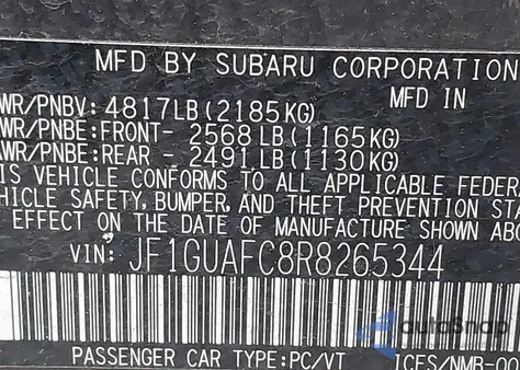 2024 Subaru Impreza Sport 5-Door z USA, uszkodzony, nr VIN JF1GUAFC8R8265344